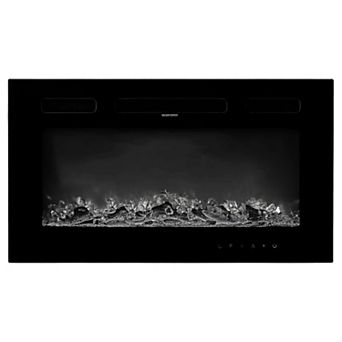Wall-Mount Electric Fireplace with Touch Screen Remote and Adjustable Flames