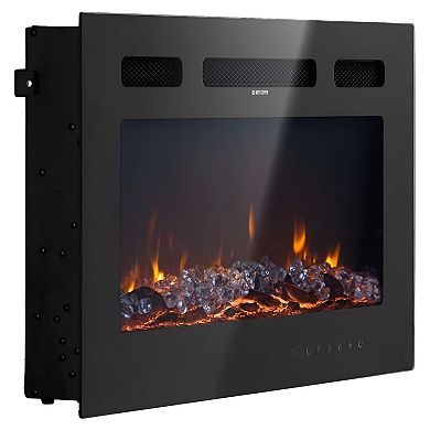 Wall-Mount Electric Fireplace with Touch Screen Remote and Adjustable Flames