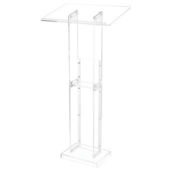 Transparent Acrylic Podium Stand with Open Shelf for Classrooms, Offices, and Events