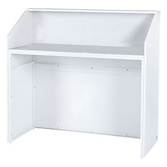 White Reception Counter Desk for Front Office Retail Checkout Station and Service Desk Setup