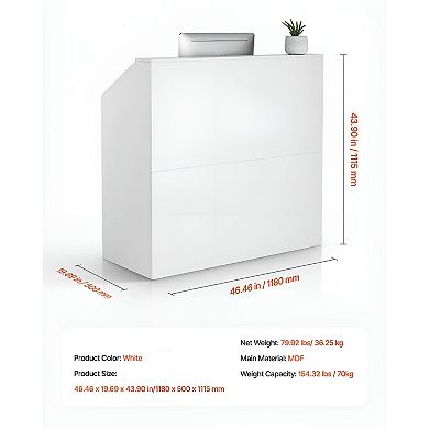 White Reception Counter Desk for Front Office Retail Checkout Station and Service Desk Setup