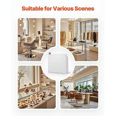 White Reception Counter Desk for Front Office Retail Checkout Station and Service Desk Setup