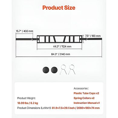 Multi-Grip Swiss Bar for Bench Press, Rows, and Curls, 550 lb Capacity Home Gym Bar - Black