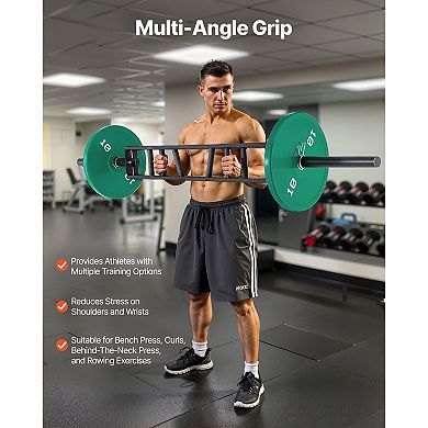 Multi-Grip Swiss Bar for Bench Press, Rows, and Curls, 550 lb Capacity Home Gym Bar - Black