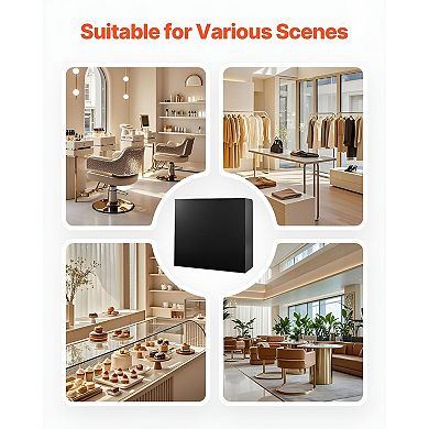 Front Office Reception Desk with Storage Drawers and Lower Cabinet Black Finish for Office