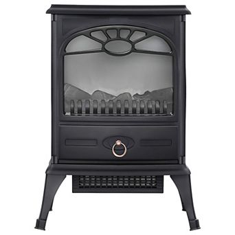 Freestanding Infrared Electric Fireplace with Independent Flame and Heat Modes - Black