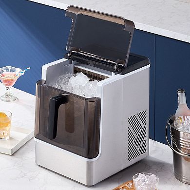 Stainless Steel Countertop Ice Maker with 3.6L Storage and Self-Cleaning Mode for Home or Office