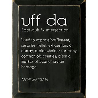 “Uff Da” Wood Wall Sign 9x12 in Knotty Pine Rustic Scandinavian Decor for Cabin or Home