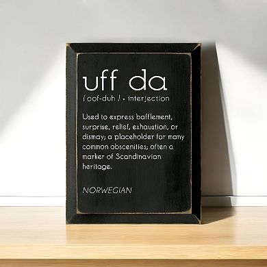 “Uff Da” Wood Wall Sign 9x12 in Knotty Pine Rustic Scandinavian Decor for Cabin or Home
