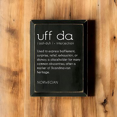 “Uff Da” Wood Wall Sign 9x12 in Knotty Pine Rustic Scandinavian Decor for Cabin or Home