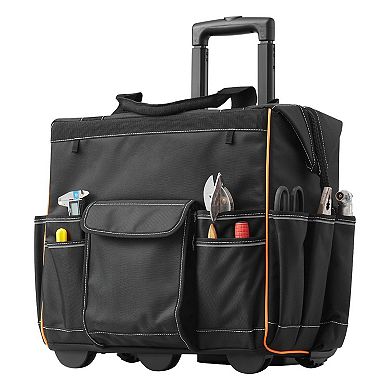 Heavy-Duty Rolling Tool Bag 18.1 x 10.6 x 16.9 in 110 lb Capacity with 4-Inch Tank Wheels - Black