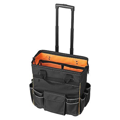 Heavy-Duty Rolling Tool Bag 18.1 x 10.6 x 16.9 in 110 lb Capacity with 4-Inch Tank Wheels - Black