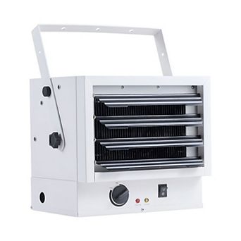 Electric Garage Heater 5000W with Adjustable Airflow Overheat Protection Compact Design - White