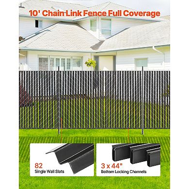 Single-Wall HDPE Privacy Slats for 6’ Chain Link Fences 68.5" Black Panels with Locking Channels