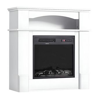 Freestanding Electric Fireplace with 3D Flames Infrared Heating - White