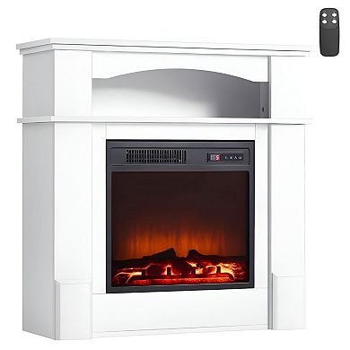 Freestanding Electric Fireplace with 3D Flames Infrared Heating - White