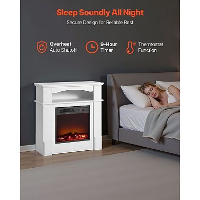 Freestanding Electric Fireplace with 3D Flames Infrared Heating - White
