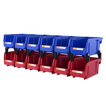 Stackable Storage Bins 12-Pack Red and Blue for Small Items Craft Supplies and Office Organization