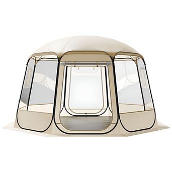 Pop-Up Clear Outdoor Dome Tent 8 Panel Design for Backyard Patio and Events - Beige