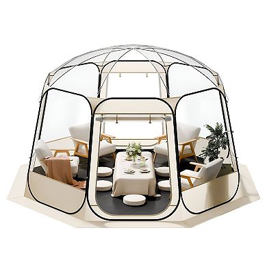 Pop-Up Clear Outdoor Dome Tent 8 Panel Design for Backyard Patio and Events - Beige