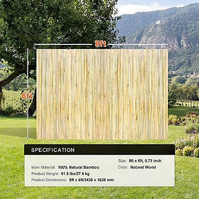 Natural Wicker Fence Panel Moso Wicker with Wire Reinforcement for Patio or Garden Privacy