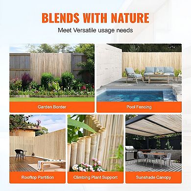 Natural Wicker Fence Panel Moso Wicker with Wire Reinforcement for Patio or Garden Privacy