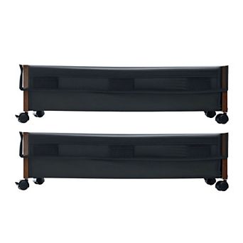 Under Bed Rolling Storage 2-Pack Clear Top Panel Stackable Units for Bedroom Organization Grey