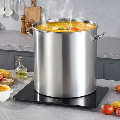Large Capacity 84 Quart Stainless Steel Pot with Basket for Seafood Poultry and Gatherings - Silver