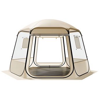 Pop-Up Clear Dome Outdoor Tent for Patio Backyard Dining and Fall Winter Events - Beige