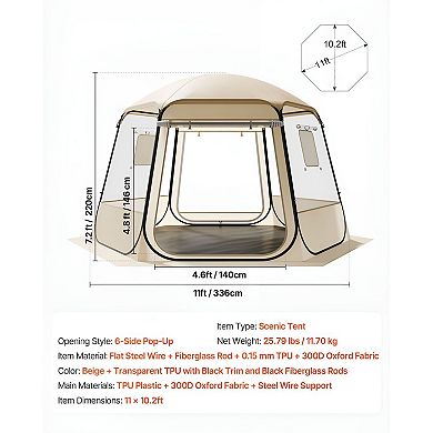 Pop-Up Clear Dome Outdoor Tent for Patio Backyard Dining and Fall Winter Events - Beige