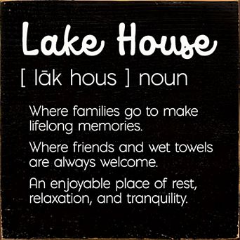 Rustic Lake House Quote Wood Sign Square Vacation Home Shelf or Wall Decor