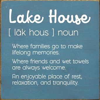Rustic Lake House Quote Wood Sign Square Vacation Home Shelf or Wall Decor