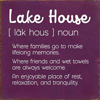 Rustic Lake House Quote Wood Sign Square Vacation Home Shelf or Wall Decor
