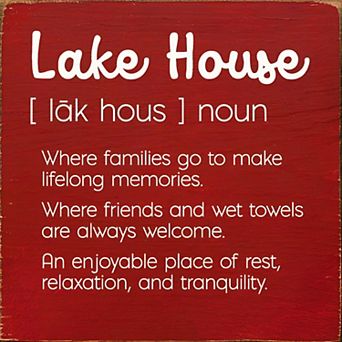 Rustic Lake House Quote Wood Sign Square Vacation Home Shelf or Wall Decor