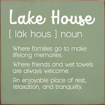 Rustic Lake House Quote Wood Sign Square Vacation Home Shelf or Wall Decor