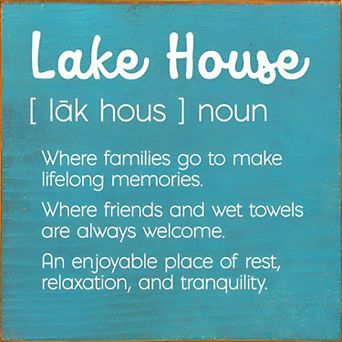 Rustic Lake House Quote Wood Sign Square Vacation Home Shelf or Wall Decor