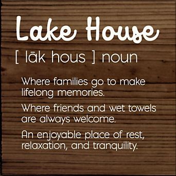Rustic Lake House Quote Wood Sign Square Vacation Home Shelf or Wall Decor
