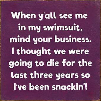 Swimsuit Quote Wood Sign Square Rustic Summer Home Decor