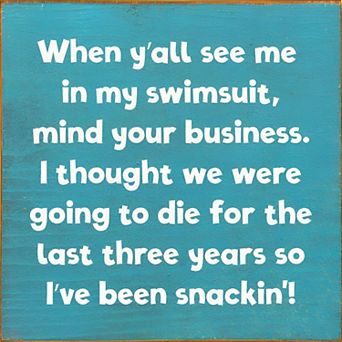 Swimsuit Quote Wood Sign Square Rustic Summer Home Decor