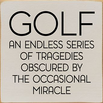 Golf Wooden Wall Sign 7x7 Inch Man Cave Office Desk or Shelf Decor