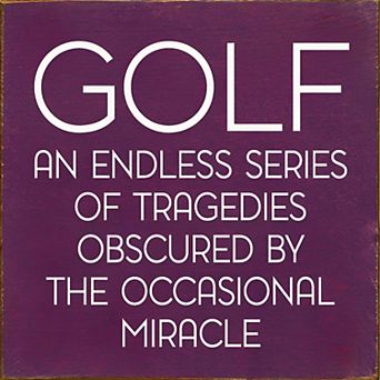 Golf Wooden Wall Sign 7x7 Inch Man Cave Office Desk or Shelf Decor