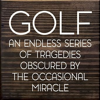 Golf Wooden Wall Sign 7x7 Inch Man Cave Office Desk or Shelf Decor