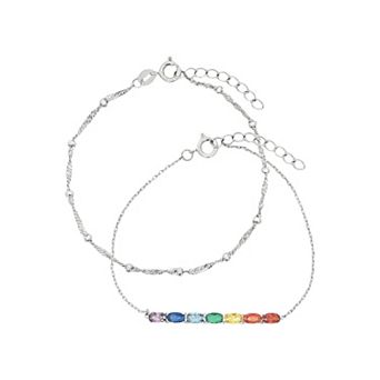 PRIMROSE Fine Silver-Plated Multi-Gemstone Beaded Bracelet Duo Set