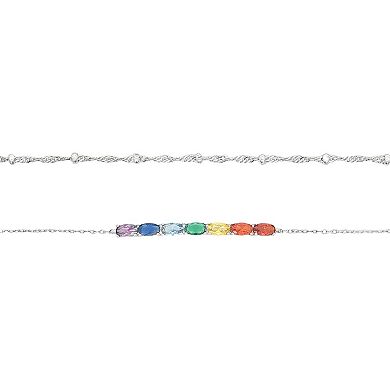 PRIMROSE Fine Silver-Plated Multi-Gemstone Beaded Bracelet Duo Set