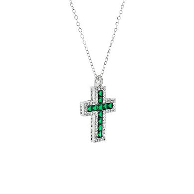 PRIMROSE Fine Silver-Plated Nano & Cubic Zirconia Cross Necklace