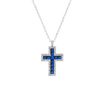 PRIMROSE Fine Silver-Plated Nano & Cubic Zirconia Cross Necklace