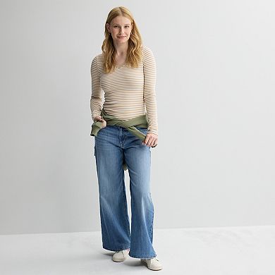 Juniors' SO® Long Sleeve Rib V-Neck Top