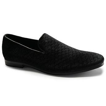Men's Fish Scale Jacquard Suede Slip-On Loafers with Round Toe