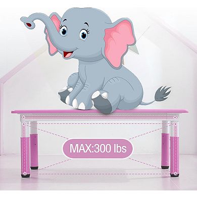 Kids Table and Chairs Set, Height Adjustable Desk with 6 Seats for Ages 2-10, Arts & Crafts Table