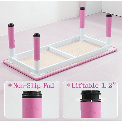 Kids Table and Chairs Set, Height Adjustable Desk with 6 Seats for Ages 2-10, Arts & Crafts Table